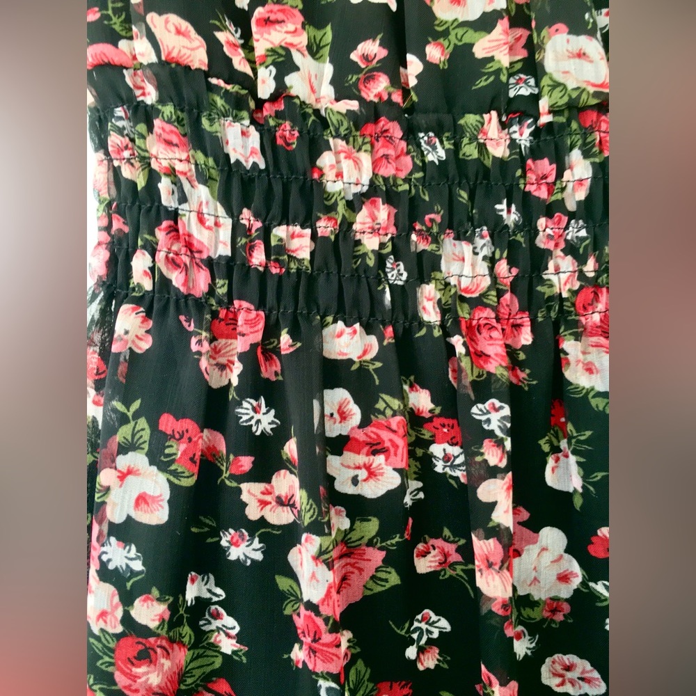 Floral Dress, Urban Behaviour, Size S, Black w/ Red & White Flowers, Sundress - Picture 3 of 9